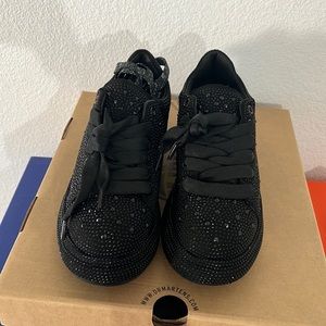 Bling bling black high platform rave sneakers 8